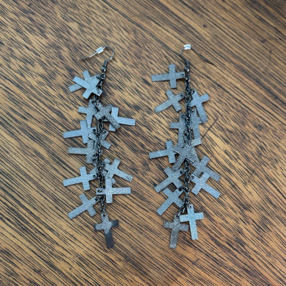 Jewelry - Black Cross Dangle Earrings
